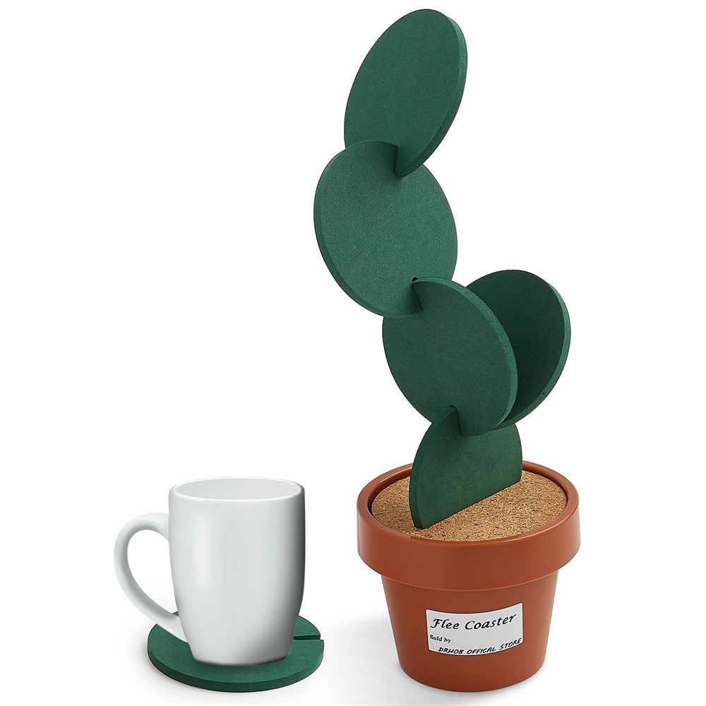 1 Set Flower Cactus Shaped Drinks Coasters Cup Holder Mat Pads Placemat DIY Household Tableware-5