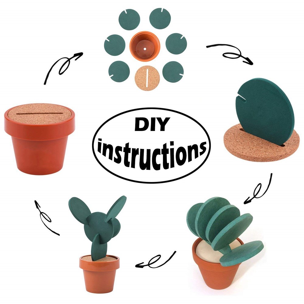 1 Set Flower Cactus Shaped Drinks Coasters Cup Holder Mat Pads Placemat DIY Household Tableware-6