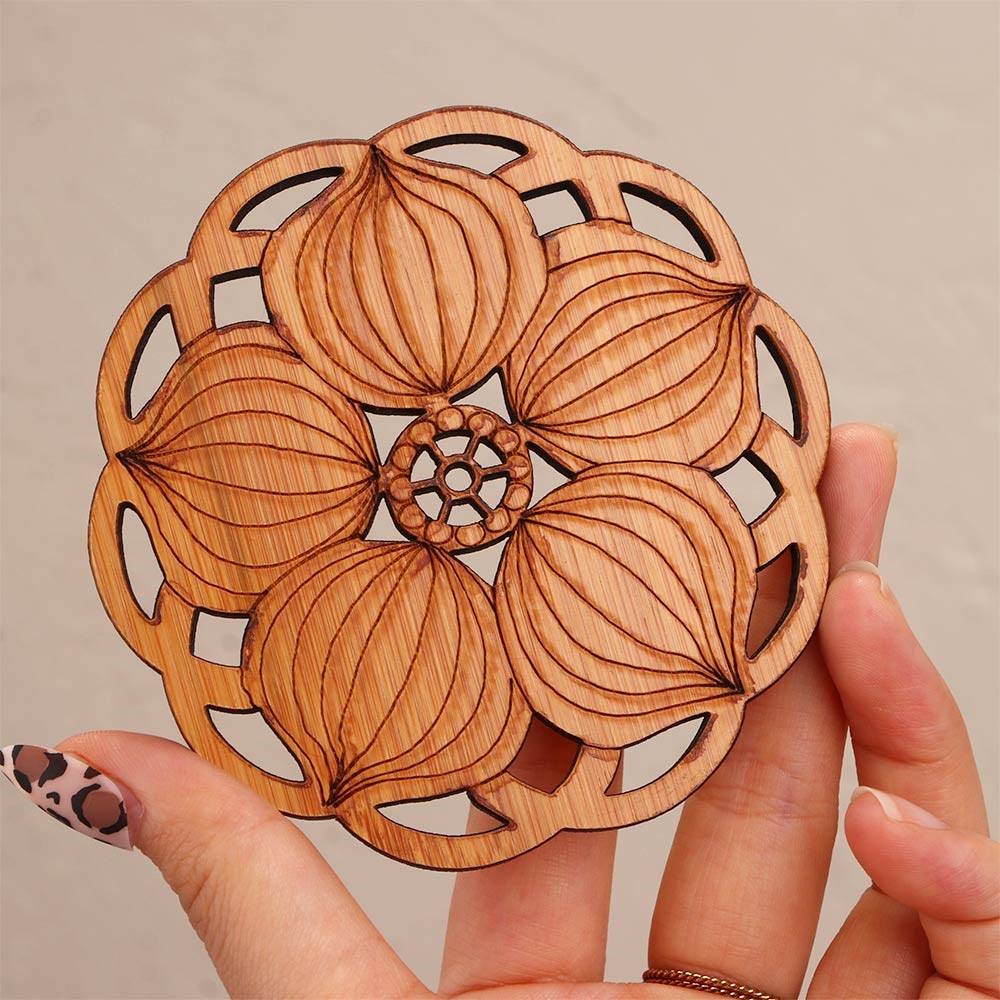 Bamboo Drink Coasters Pad Heat Insulation Table Mat Tea Coffee Mug Placemat Home Decoration - Lotus Root-2