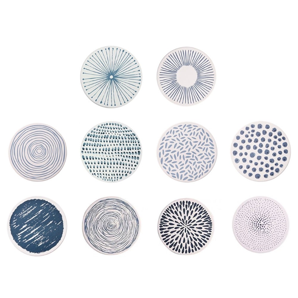 UN073 Natural Diatom Mud Coaster Non-Slip Round Placemat Water Absorbs Cutlery Insulation Table Mat - Ripple-7
