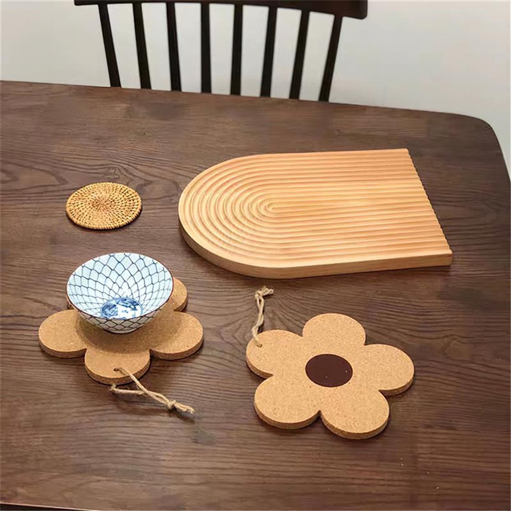 GRD001 10cm Small Flower Design Placemat Heat Insulation Cork Table Pad Kitchen Gadget-4