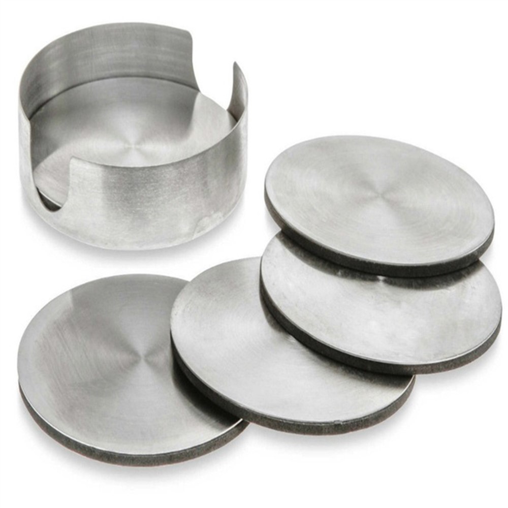 6pcs/Set MD-GRD001 Stainless Steel Table Placemat Round Heat Insulation Mug Heat-resistant Beer Tea Cup Coaster-2