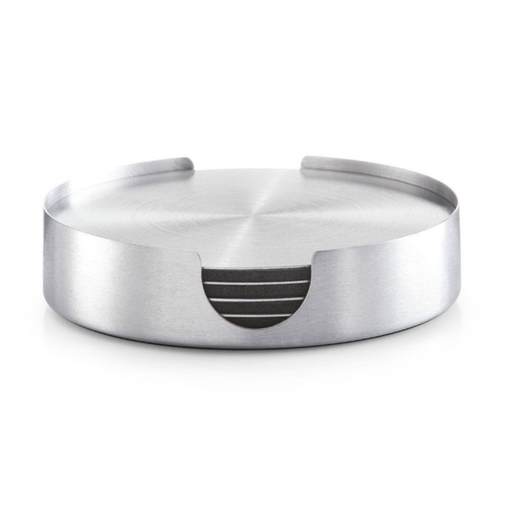 6pcs/Set MD-GRD001 Stainless Steel Table Placemat Round Heat Insulation Mug Heat-resistant Beer Tea Cup Coaster-3
