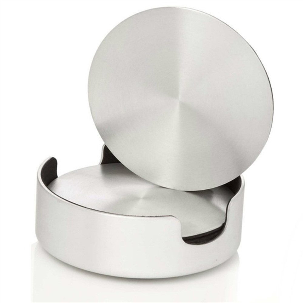 6pcs/Set MD-GRD001 Stainless Steel Table Placemat Round Heat Insulation Mug Heat-resistant Beer Tea Cup Coaster-4