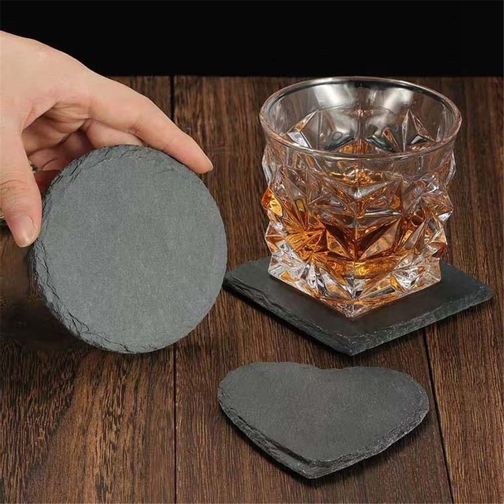 B-1117 Rock Stone Table Cup Mat Coffee Milk Cup Pad Bowl Heat Insulation Pad Coasters Non-slip Placemat - Burr Round-2