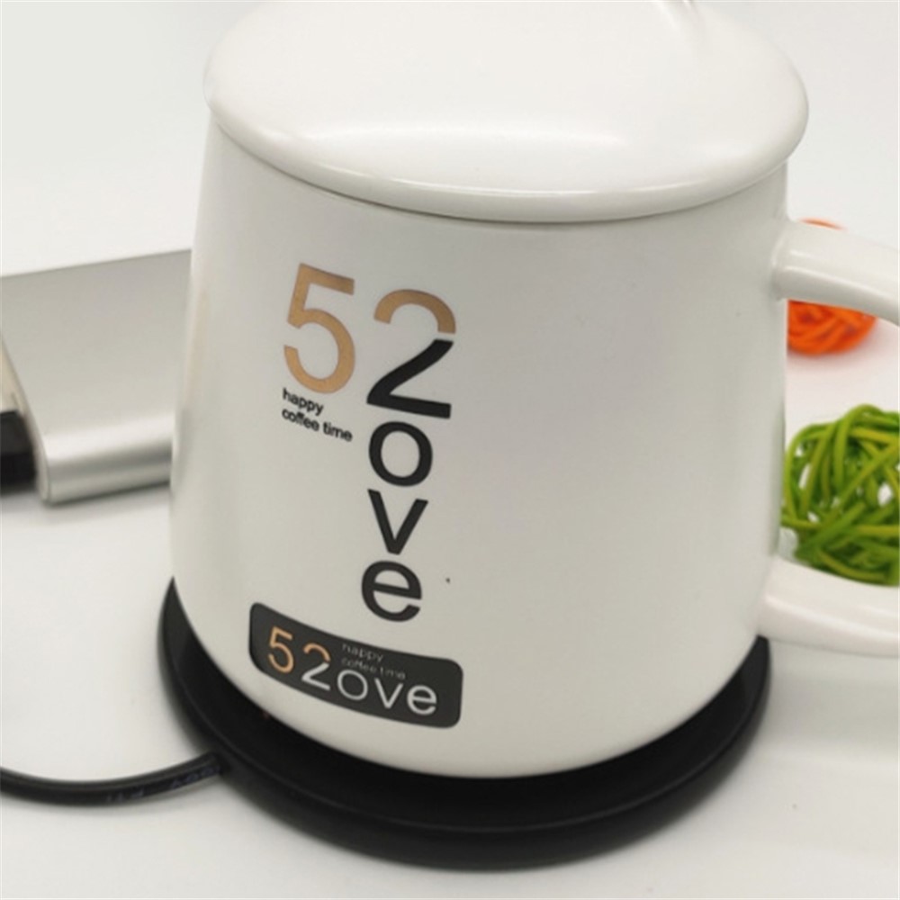 A308 USB Cup Mug Warmer with Indicator Light and Switch Cup Coaster Warmer Beverage Heater for Home Office - Silver-5