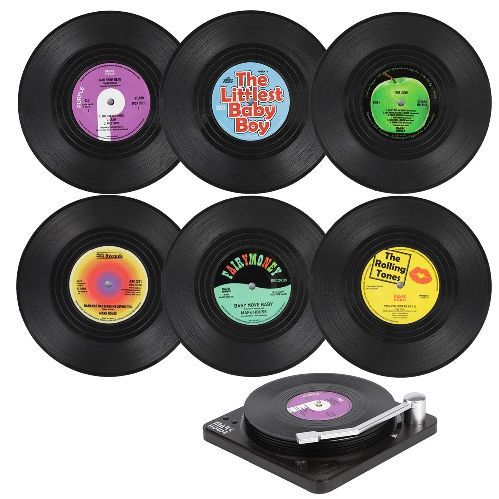 6pcs M1 Retro-festplatten-vinyl CD Fun Drink Coasters Küche Hitzebeständige Anti-rutschmatten-tasse Schüsselschale Schalenpolster