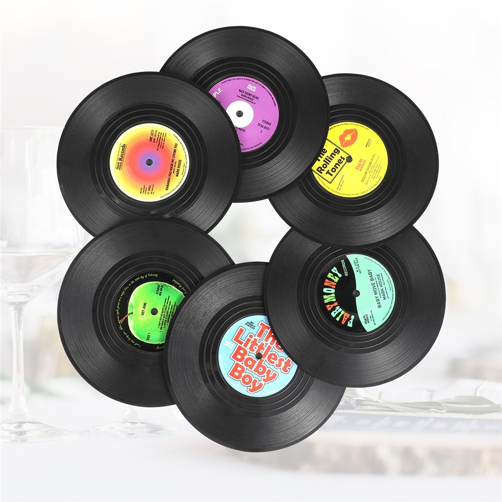 6pcs M1 Retro Disk Vinyl CD Fun Drink Becoasters Cuisine Cuisine Ressemblant Anti-slip Mats Tasse de Bols de Bol