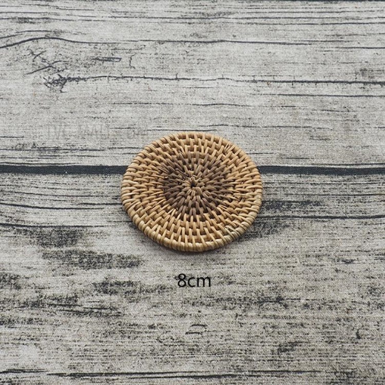 8cm Rattan Woven Round Coaster Heat Resistant Cup Mat Insulation Pad Dining Table Decor-1