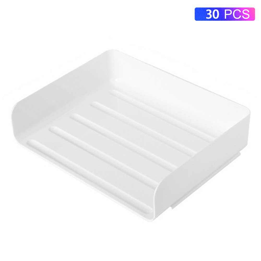 YM-6224 30Pcs Stackable Desktop Storage Rack File Documents Organizer Shelf - White-1