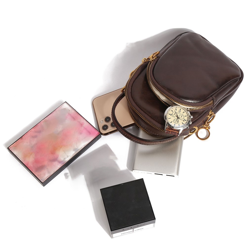8896 Vintage Women Crossbody Shoulder Bag Top Layer Cowhide Small Handbag - Coffee-6