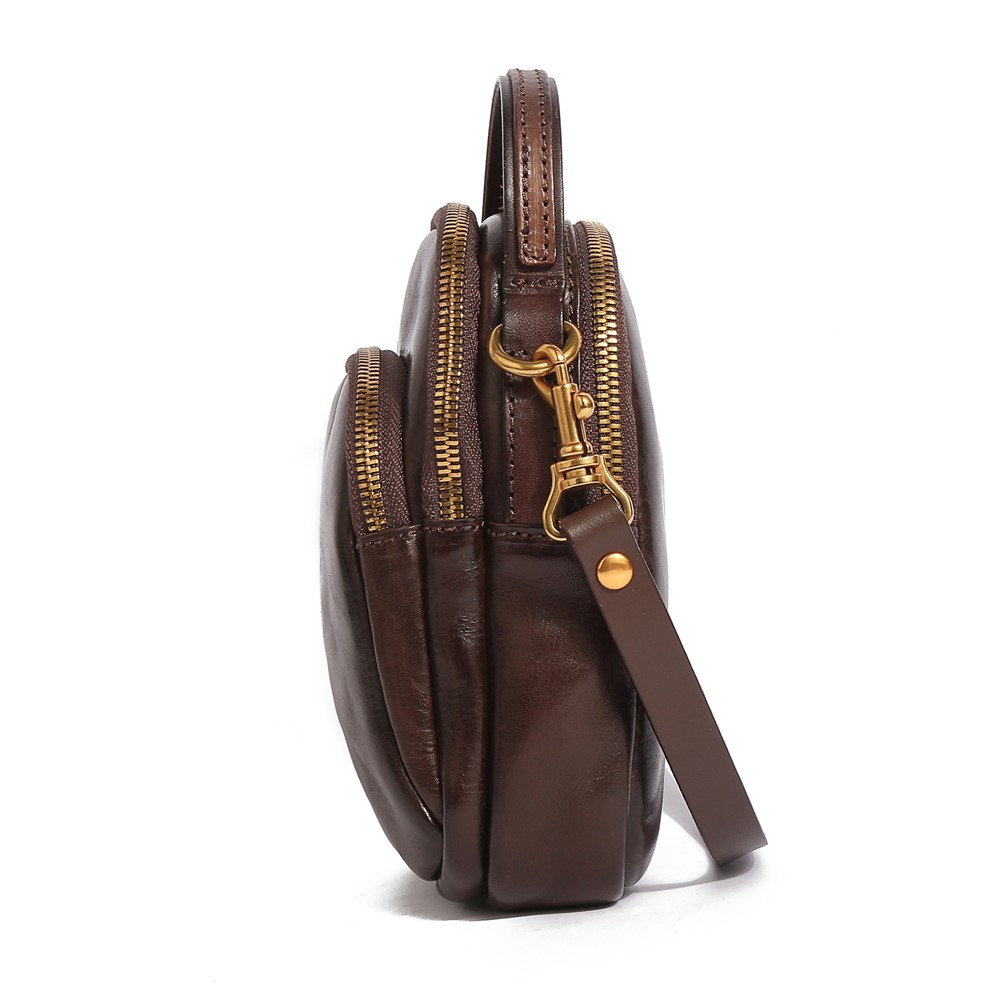 8896 Vintage Women Crossbody Shoulder Bag Top Layer Cowhide Small Handbag - Coffee-8