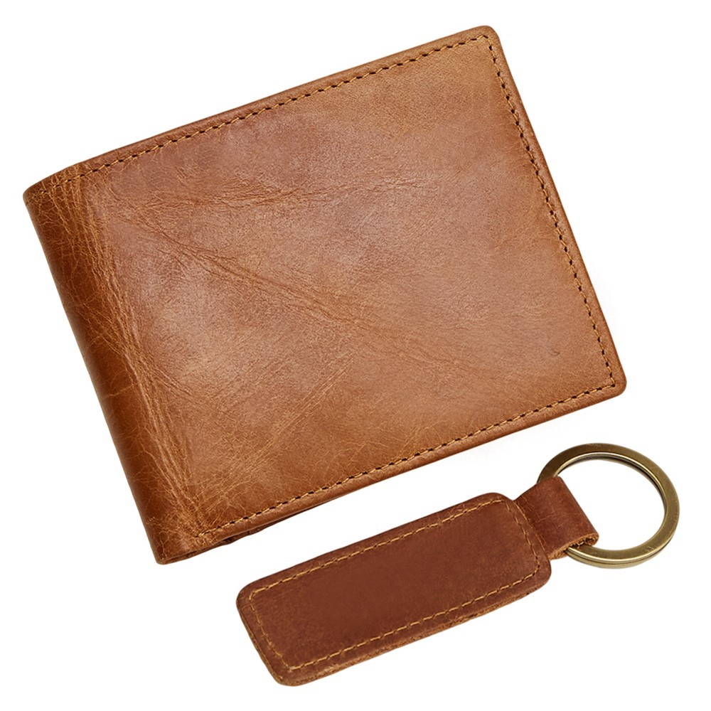 2054 Business Style RFID Blocking Top Layer Cowhide Men Card Holder Bifold Short Wallet-1