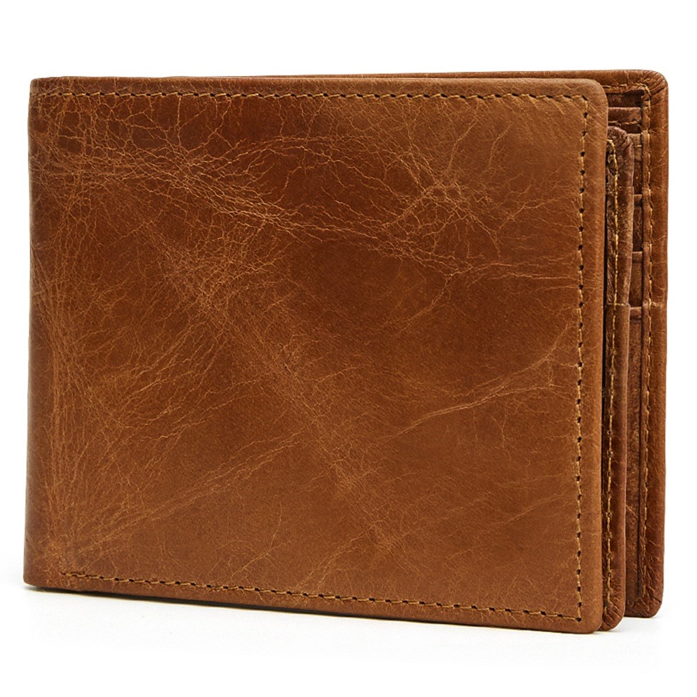 2054 Business Style RFID Blocking Top Layer Cowhide Men Card Holder Bifold Short Wallet-2