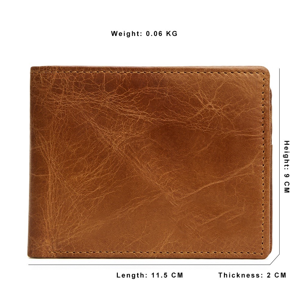 2054 Business Style RFID Blocking Top Layer Cowhide Men Card Holder Bifold Short Wallet-8
