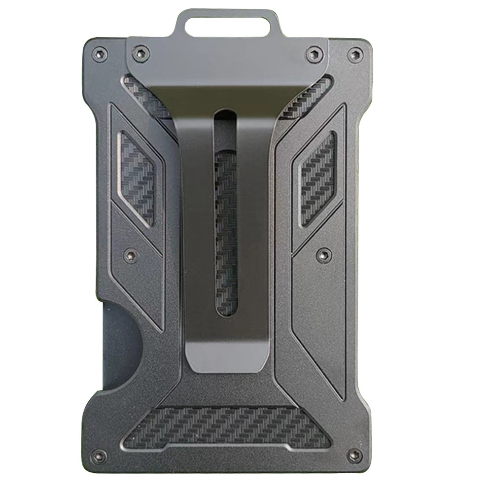 RFID Blocking Aluminum Alloy Card Holder ID Credit Card Cash Storage Case with Clip - Black 1-1