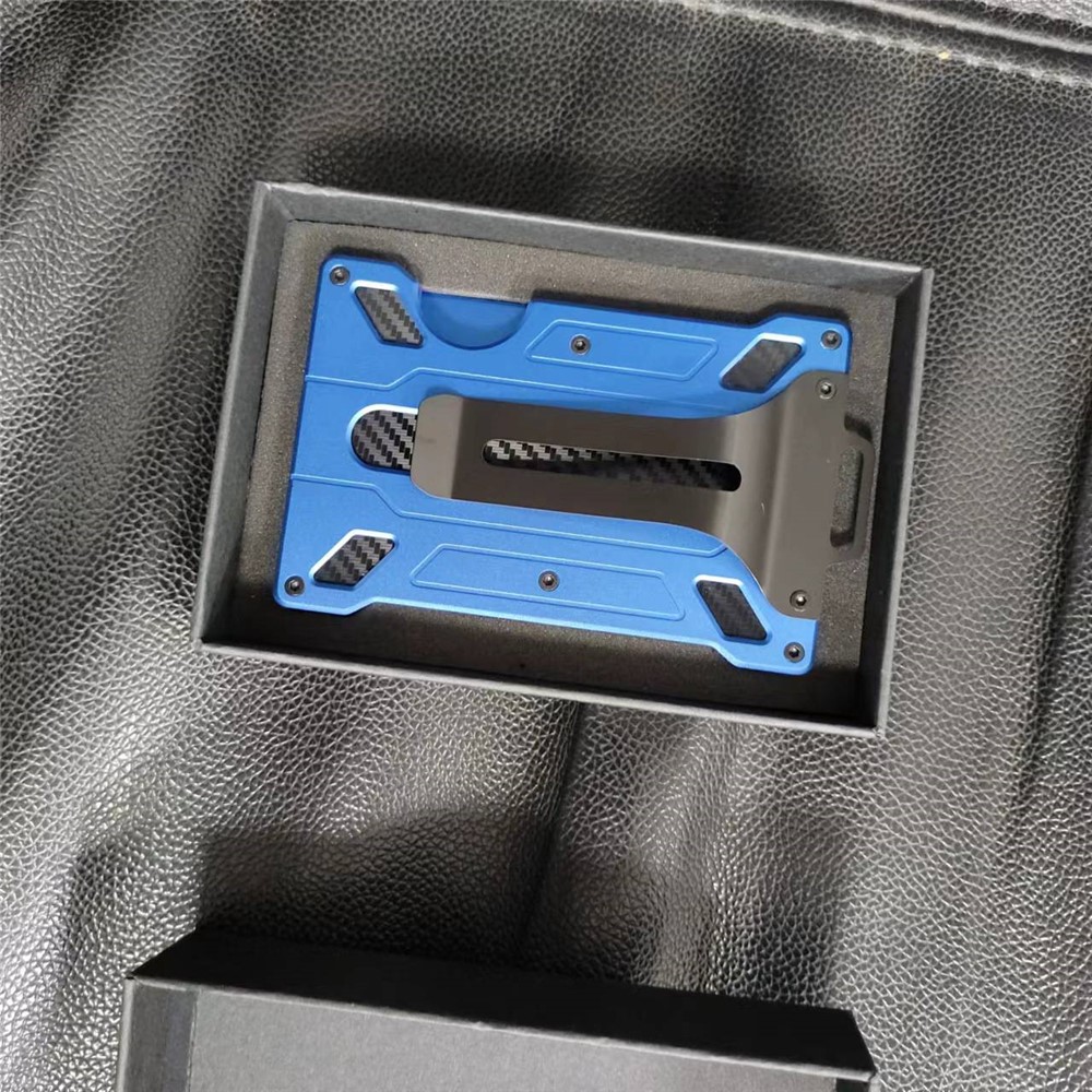 RFID Blocking Aluminum Alloy Card Holder ID Credit Card Cash Storage Case with Clip - Black 1-3