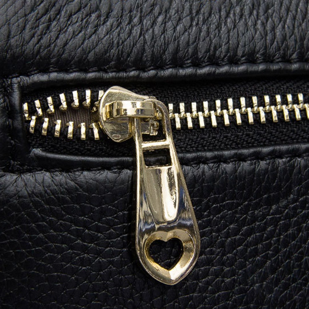 38177 Small Size Top Layer Cowhide Leather Zipper Clutch Bag Women Purse Phone Keys Storage Crossbody Bag - Black-5