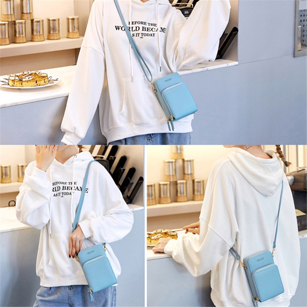 FOREVER MIYIN SJ617 Women's Shoulder Bag Crossbody Bag Sensitive Touch Screen Film Window Design Leather Wrist Bag Handbag Phone Storage Pouch - Grey-9