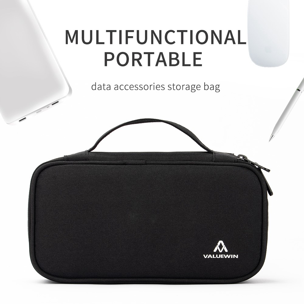 VALUEWIN MD089 Digital Accessories Pouch Data Cable Power Bank Storage Case Phone Mouse Carrying Bag, Size: S - Black-2