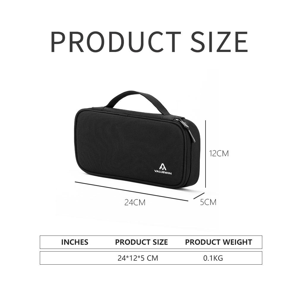 VALUEWIN MD089 Digital Accessories Pouch Data Cable Power Bank Storage Case Phone Mouse Carrying Bag, Size: S - Black-7