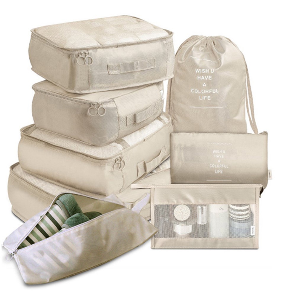 8Pcs / Set Travel Essentials Packing Cubes Storage Bags Shoe Bags Toiletry