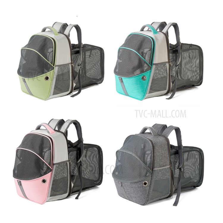 LDLC QS-067 Contrasting Color Pet Backpack Breathable Dog Cat Shoulders Bag Outdoor Travel Pet Carrier - Pink-3