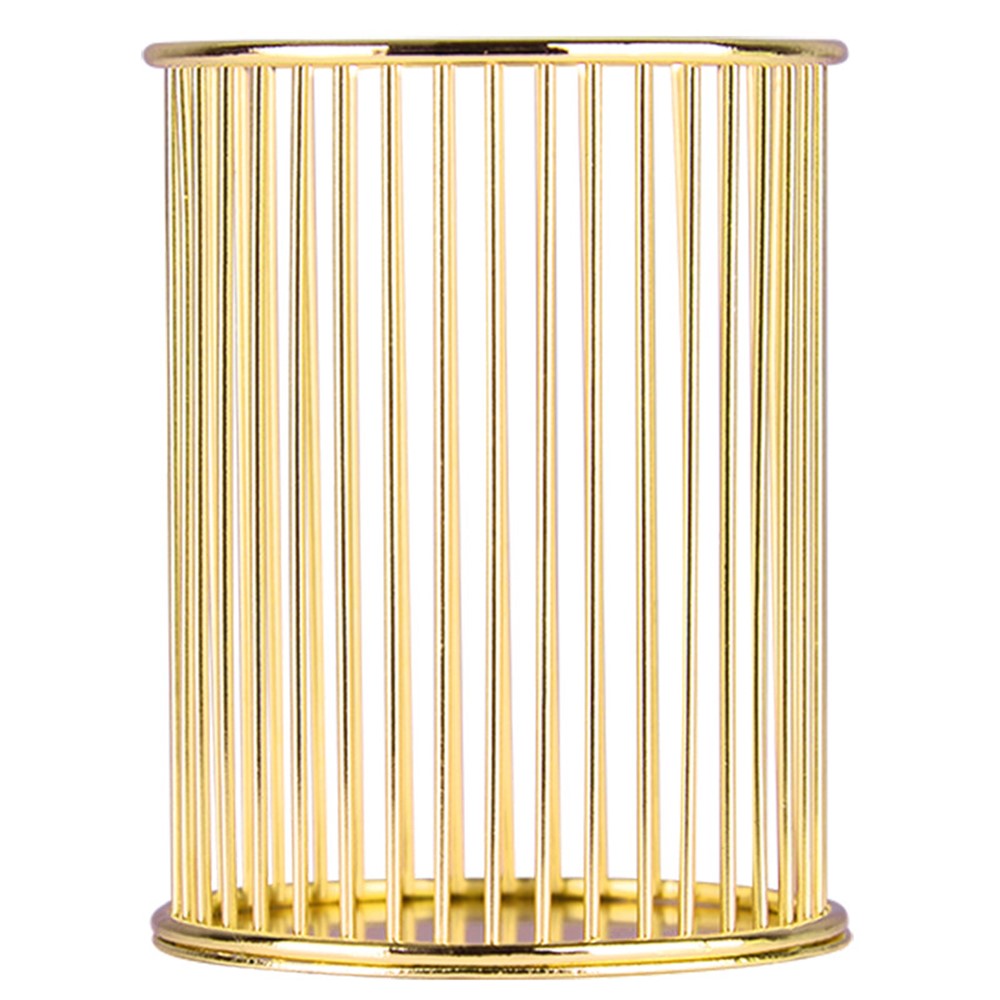 Multifunctional Iron Pen Holder Nordic Minimalist Office Desktop Hollow Storage Cage - Gold-1