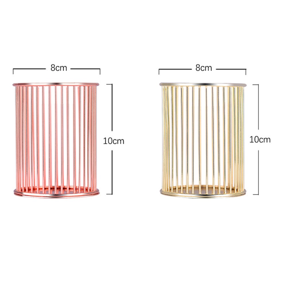 Multifunctional Iron Pen Holder Nordic Minimalist Office Desktop Hollow Storage Cage - Gold-2