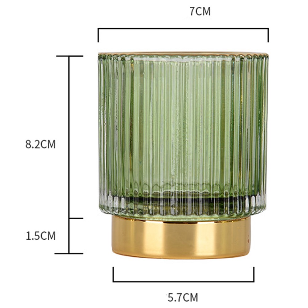 Multi-function Glass Storage Bucket with Golden Base Pen Holder Decoration Storage Tank Cup Makeup Brush Bucket Desktop Organizer, Size S - Blackish Green-4