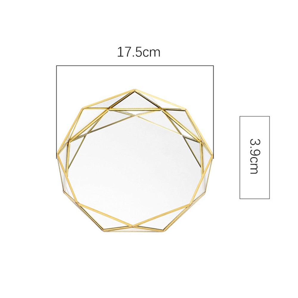 17.5 x 3.9cm Nordic Style Glass Makeup Organizer Countertop Vanity Cosmetic Storage Tray Container Metal Holder for Brushes Lipsticks-7