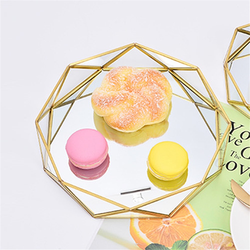 24.5 x 4.4cm Nordic Style Cosmetic Storage Tray Glass Makeup Organizer Countertop Vanity Metal Container for Brushes Container-5