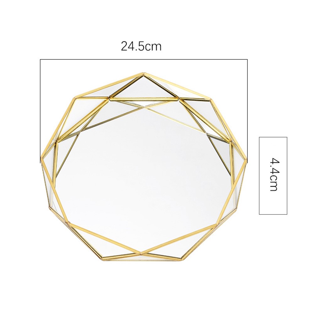 24.5 x 4.4cm Nordic Style Cosmetic Storage Tray Glass Makeup Organizer Countertop Vanity Metal Container for Brushes Container-8