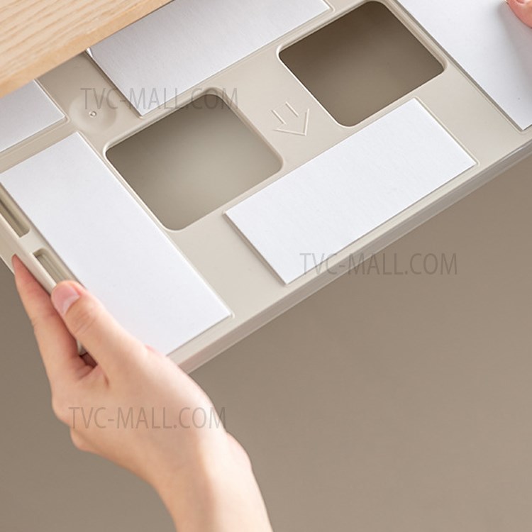 L Size Self-Adhesive Under Desk Drawer Hidden Storage Box Organizer Stationery Sundries Tray Holder - Grey-2