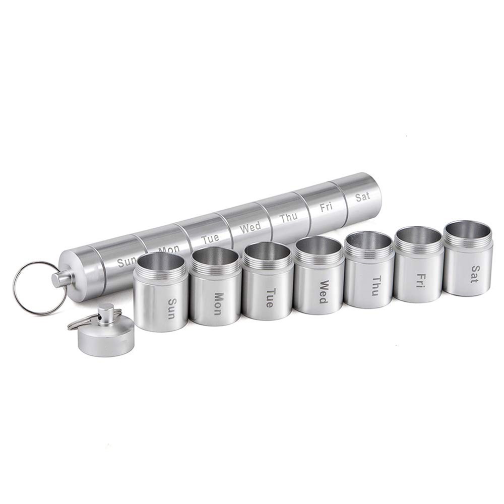 S-J-021 Weekly Pill Box 7-Day Pill/Medicine/Vitamin Organizer Aluminum Alloy Water-Proof Pill Container Case-3