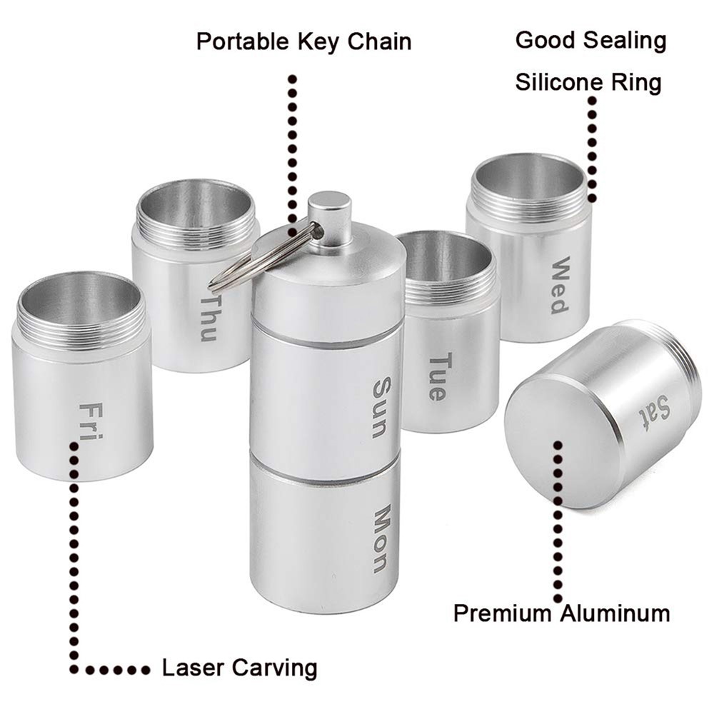 S-J-021 Weekly Pill Box 7-Day Pill/Medicine/Vitamin Organizer Aluminum Alloy Water-Proof Pill Container Case-4