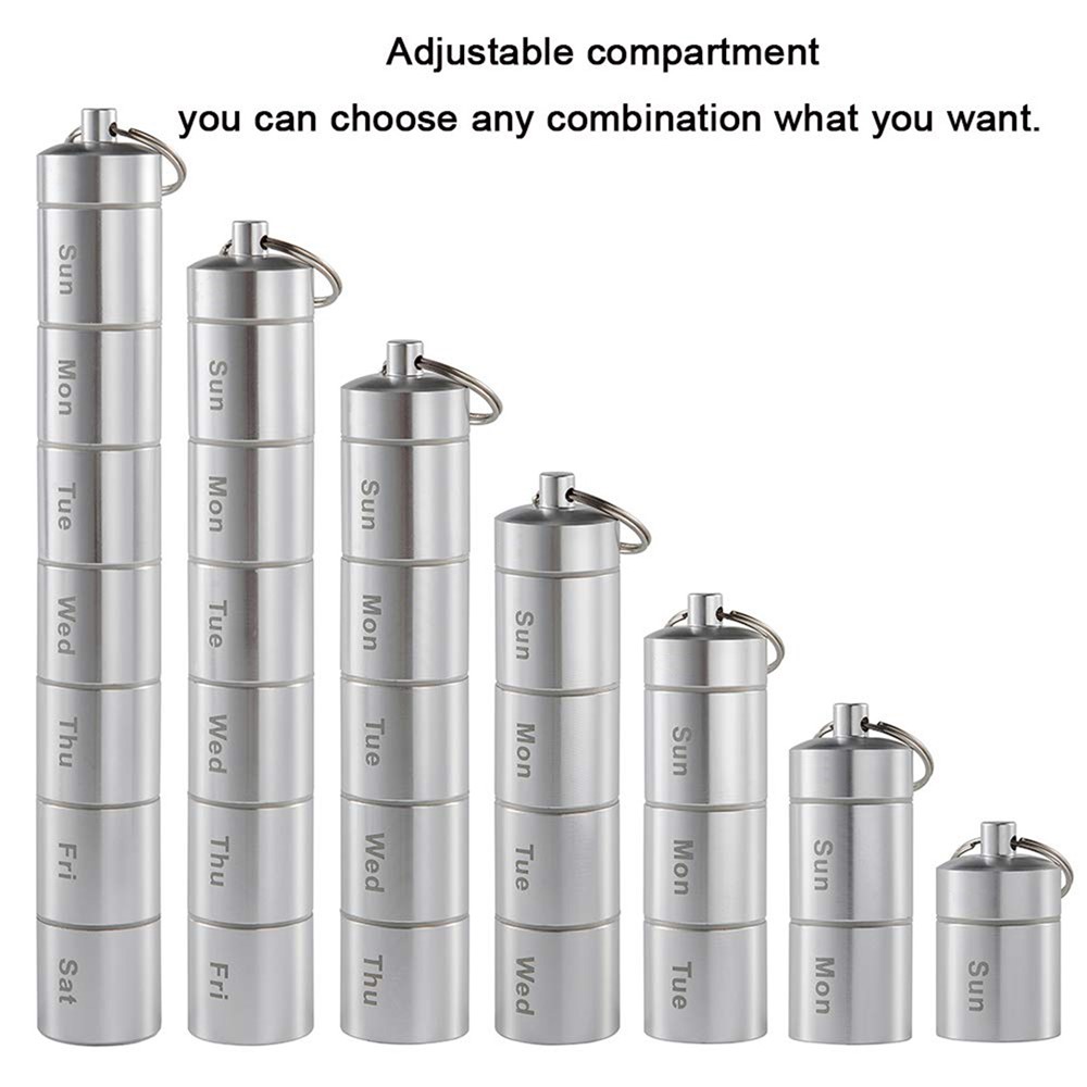 S-J-021 Weekly Pill Box 7-Day Pill/Medicine/Vitamin Organizer Aluminum Alloy Water-Proof Pill Container Case-5