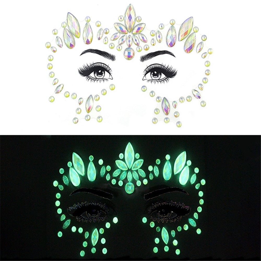 Halloween Face Feebrow Luminous Sticker Glowing Face Tattoo Sticker For Masquerade Party - Y0014