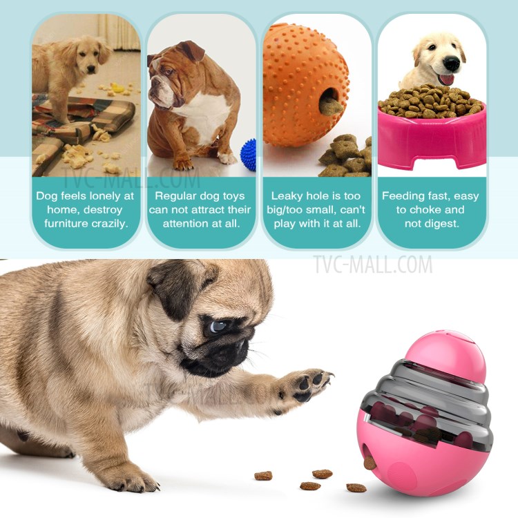For Dog Daily Fun Playing Toy Eating Helping Device Shake Leaky Ball - Rose-2