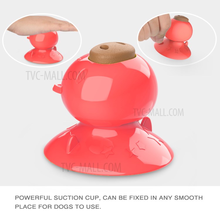 Pig Shape Dog Lick Toy with Suction Cup Teeth Cleaning Chew Toy - Red-3