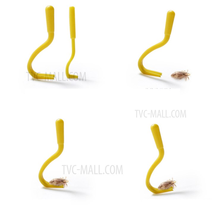 2Pcs Flea Remover Tool Scratch Hook Remover Lice Tweezers Tick Clips for Cat Dog - Yellow-2