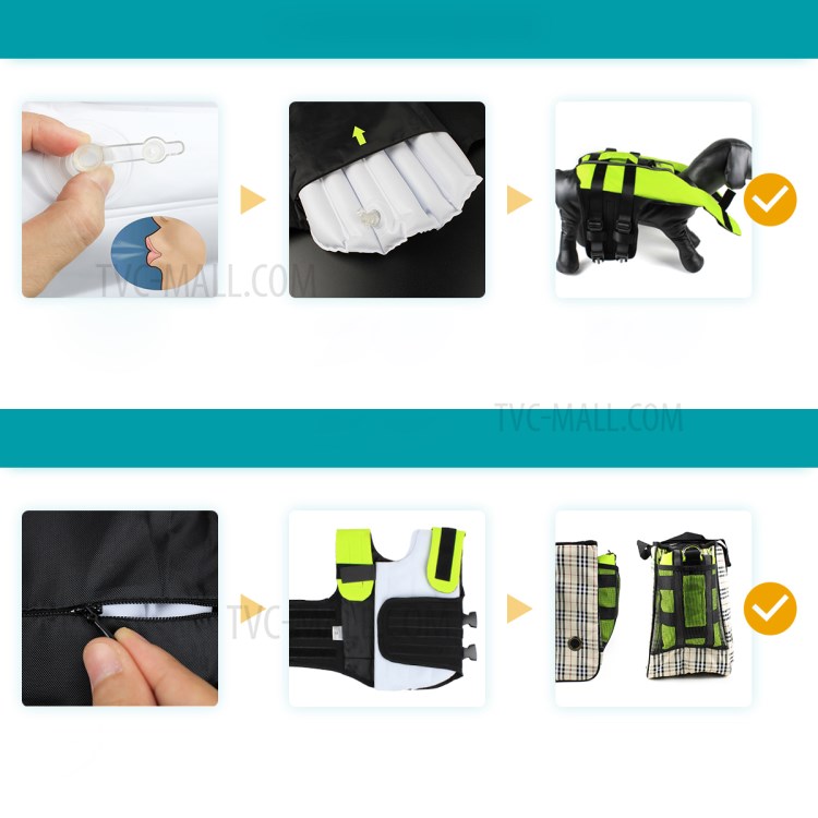 Foldable Dog Life Jacket Inflatable Airbag Pet Life Vest, Size M