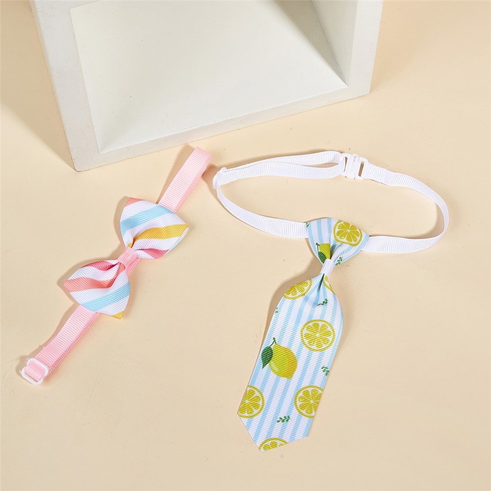 TG-HP110 Cute Stripe Bowtie Lemon Tie Adjustable Pet Cat Dog Collars Set-3