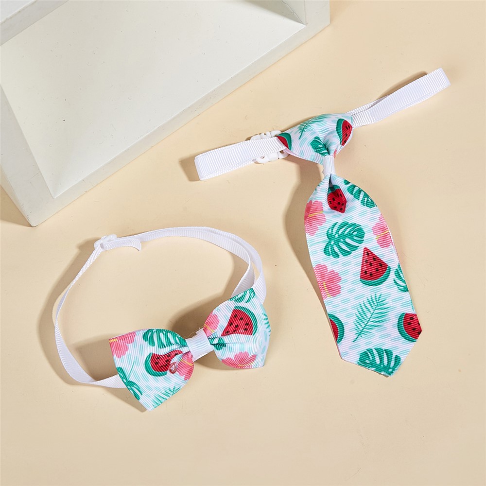 TG-HP108 Tropical Watermelon Printed Pet Bowtie Tie Adjustable Cat Dog Collars Set-3