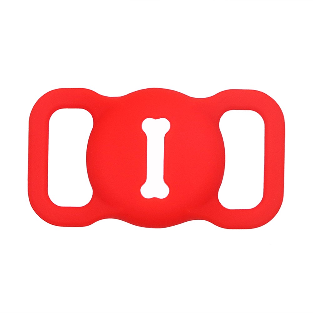 Bone Shape Design Pet Dog Tracking Locator Anti-lost Silicone Protective Case Cover for Apple AirTag - Red-1