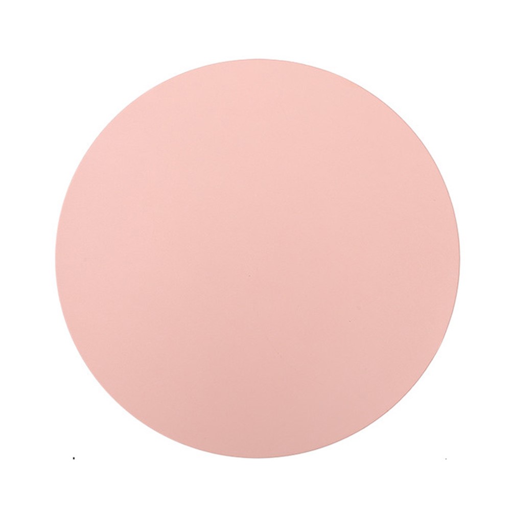 36cm Round Oil Proof Insulated Leather Placemat Tableware Table Pad Kitchen Solid Color Coaster - Pink-1