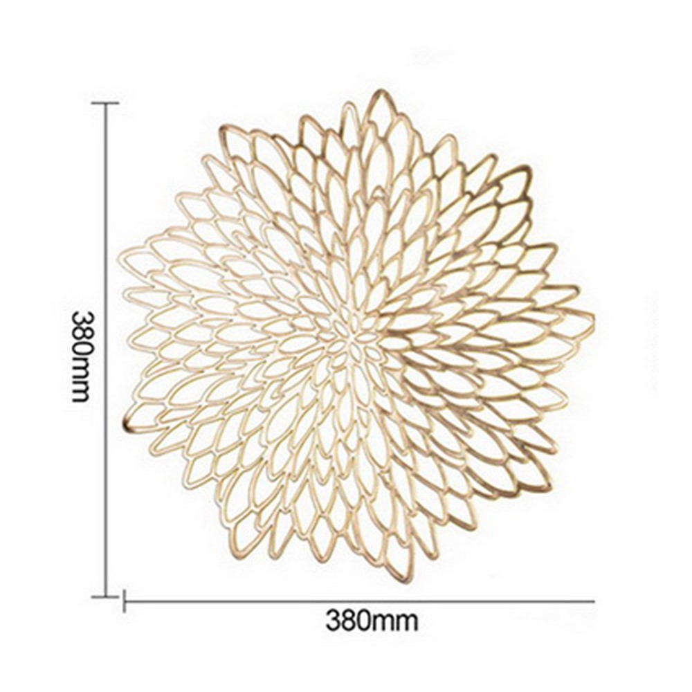 Conception de Fleurs en or Argent Pvc Placemat Table Décorative Tampon Thermique Isolant un Tapis Antidérapant - or