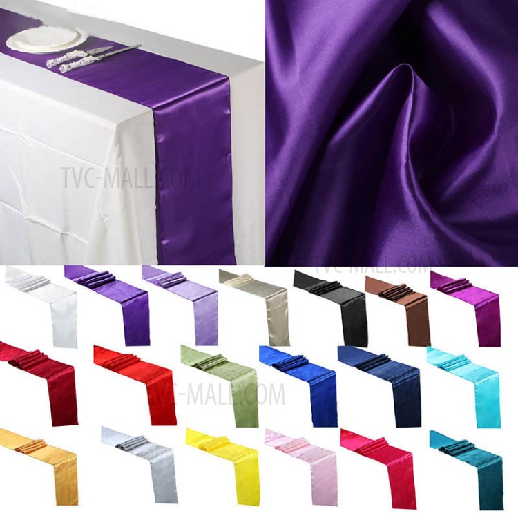 30cm*275cm Satin Banquet Table Runner Tablecloth Cover for Wedding Party Event Home Decoration - Light Green-11