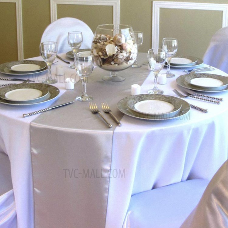 30cm*275cm Satin Banquet Table Runner Tablecloth Cover for Wedding Party Event Home Decoration - Light Green-4