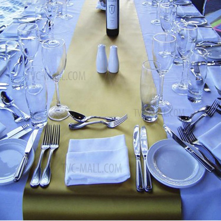 30cm*275cm Satin Banquet Table Runner Tablecloth Cover for Wedding Party Event Home Decoration - Light Green-5